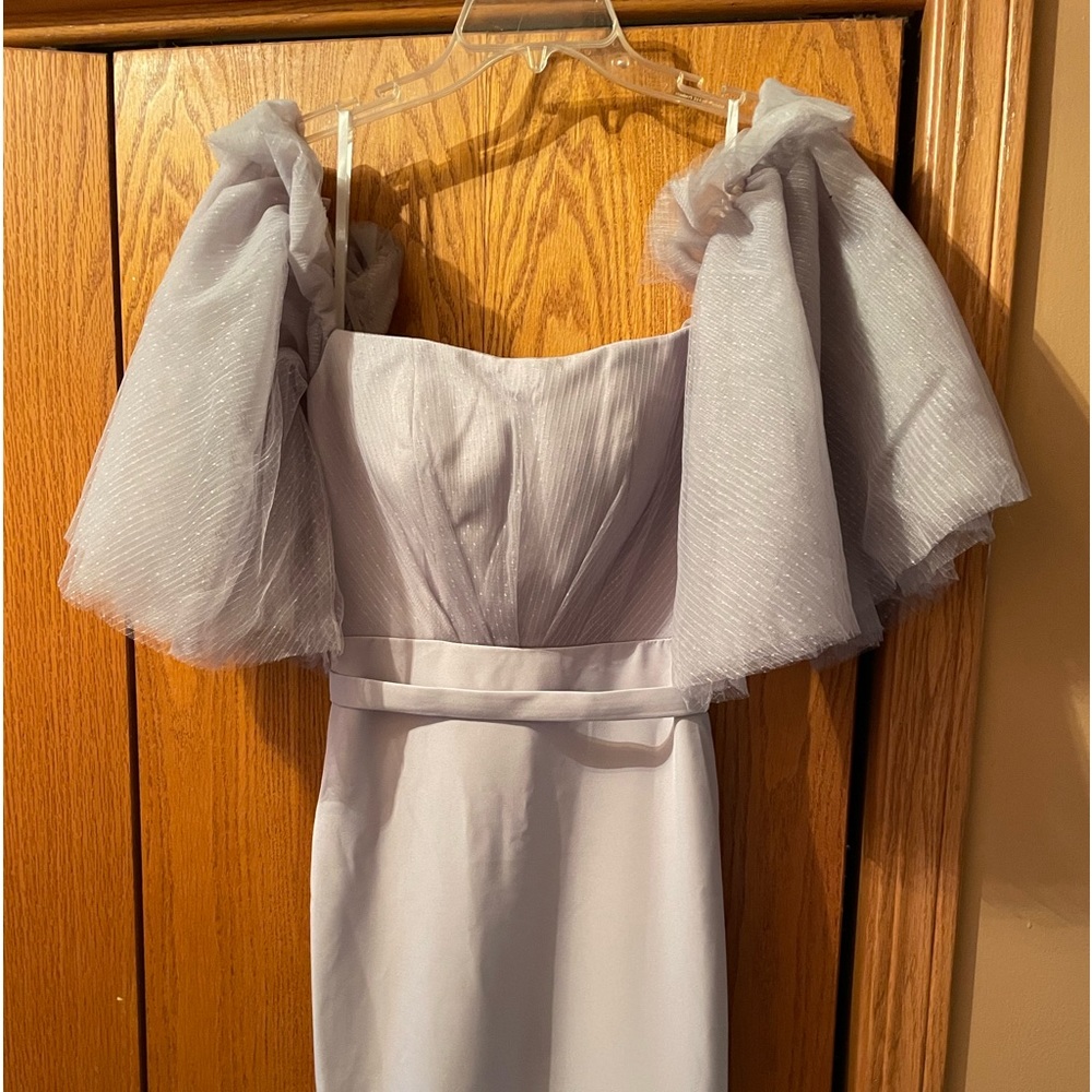 Portia &Scarlett silver off shoulder tulle